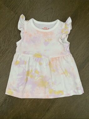 Cat & Jack Pastel Pink Yellow Lavender Tie-Dye Flutter Sleeve Tank Dress